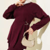 Belted Gold Buckle Tied Lounge Set Plum - Imagen 2
