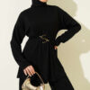 Belted Gold Buckle Tied Lounge Set Black - Afbeelding 2