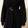 Belted Gold Buckle Tied Lounge Set Black - Afbeelding 4