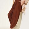 Drawstring Waist Harem Pants Brown