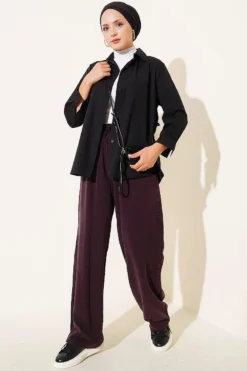 Alternatieve weergave van Elastic Waist Pocketed Tencel Trousers Plum