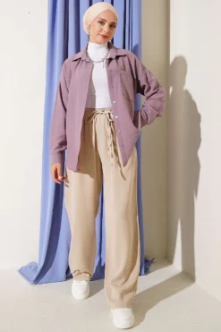 Alternatieve weergave van Elastic Waist Pocketed Tencel Trousers Stone