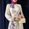 Digital Satin Dress with Elastic Waistband Purple - Image 2