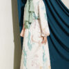 Digital Satin Dress with Elastic Waistband Green – Bild 3