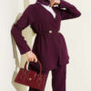 Elastic Waist Buttoned Double Set Plum - Imagen 2