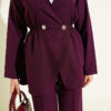 Elastic Waist Buttoned Double Set Plum - Imagen 4