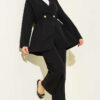 Elastic Waist Buttoned Double Set Black - Image 2