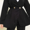 Elastic Waist Buttoned Double Set Black - Image 4