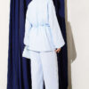 Elastic Waist Ruffled Muslin Two-Piece Set Baby Blue - الصورة 3