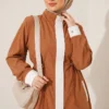 Elastic Waist Tencel Two-Piece Set Camel - Afbeelding 2