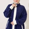 Elastic Waist Tencel Two-Piece Set Navy Blue - Imagen 2