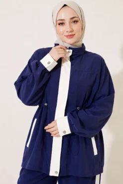 Vista alternativa de Elastic Waist Tencel Two-Piece Set Navy Blue