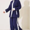Elastic Waist Tencel Two-Piece Set Navy Blue - Imagen 3