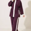 Elastic Waist Tencel Two-Piece Set Plum