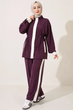 Elastic Waist Tencel Two-Piece Set Plum