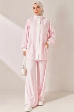 Elastic Waist Tencel Two-Piece Set Pink