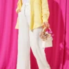 Elastic Waist Wide Leg Muslin Pants Ecru