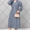 Long Elastic Waist Modest Coat Grey