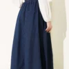 Elastic Waist Flared Denim Skirt Navy Blue – Bild 3
