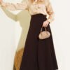 Elastic Waist Flared Midi Skirt Brown – Bild 2
