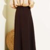 Elastic Waist Flared Midi Skirt Brown – Bild 3