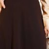 Elastic Waist Flared Midi Skirt Brown – Bild 4