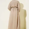 ⁦Elastic Waist Ruffled Dress Beige⁩ - الصورة ⁦3⁩