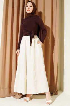 Alternative view of Elastic Waist Oversized Trousers Beige