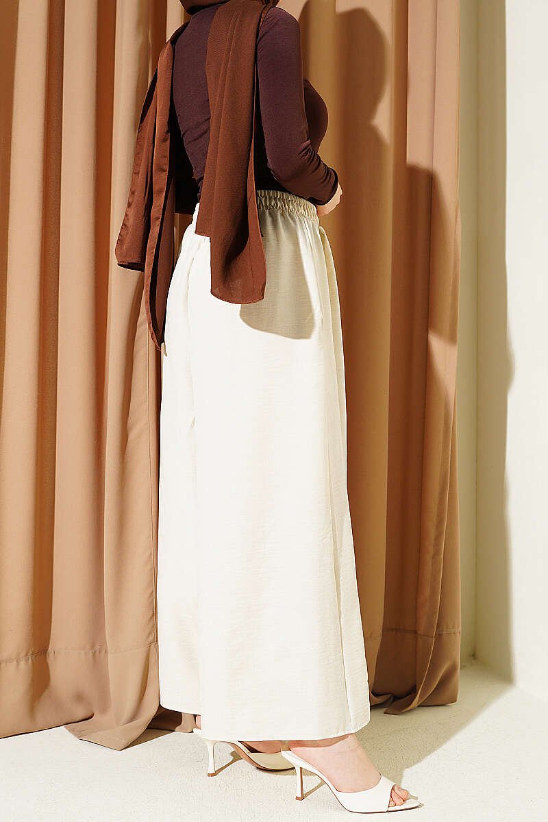 Elastic Waist Oversized Trousers Beige - Imagen 3