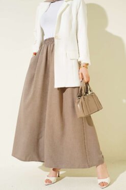 Elastic Waist Oversized Trousers Mink