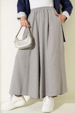 Elastic Waist Pants Skirt Grey
