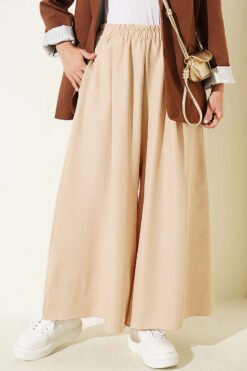 Elastic Waist Pants Skirt Latte