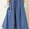 Elastic Waist Pants Skirt Blue
