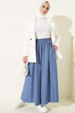 Alternative view of Elastic Waist Pants Skirt Blue