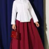 Shirt with Waist Pleat Details White – Bild 2