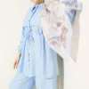 Belted Tunic Shirt Two-Piece Set Blue - immagine 2