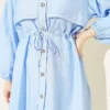Belted Tunic Shirt Two-Piece Set Blue - immagine 4