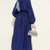 Belted Tunic with Buttons Long Two-Piece Set Navy Blue - Image 3