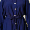 Belted Tunic with Buttons Long Two-Piece Set Navy Blue - Image 4