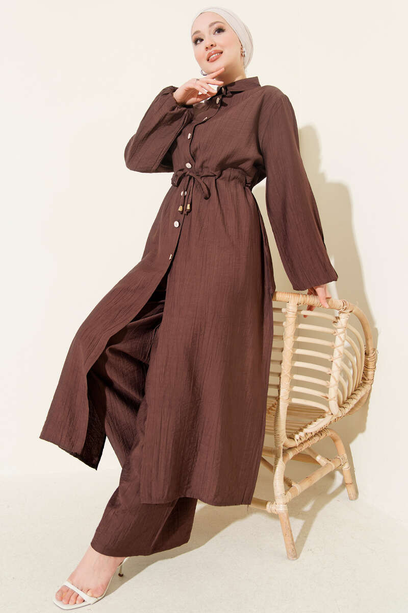 Sequin Skirt Evening Suit Brown - Imagen 5