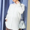 Striped Shirt with Ankle Ties Ice Blue