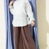 Striped Shirt with Ankle Ties Ice Blue - Imagen 2