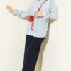 Striped Shirt with Ankle Ties Blue - immagine 2