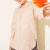 Striped Shirt with Ankle Ties Orange