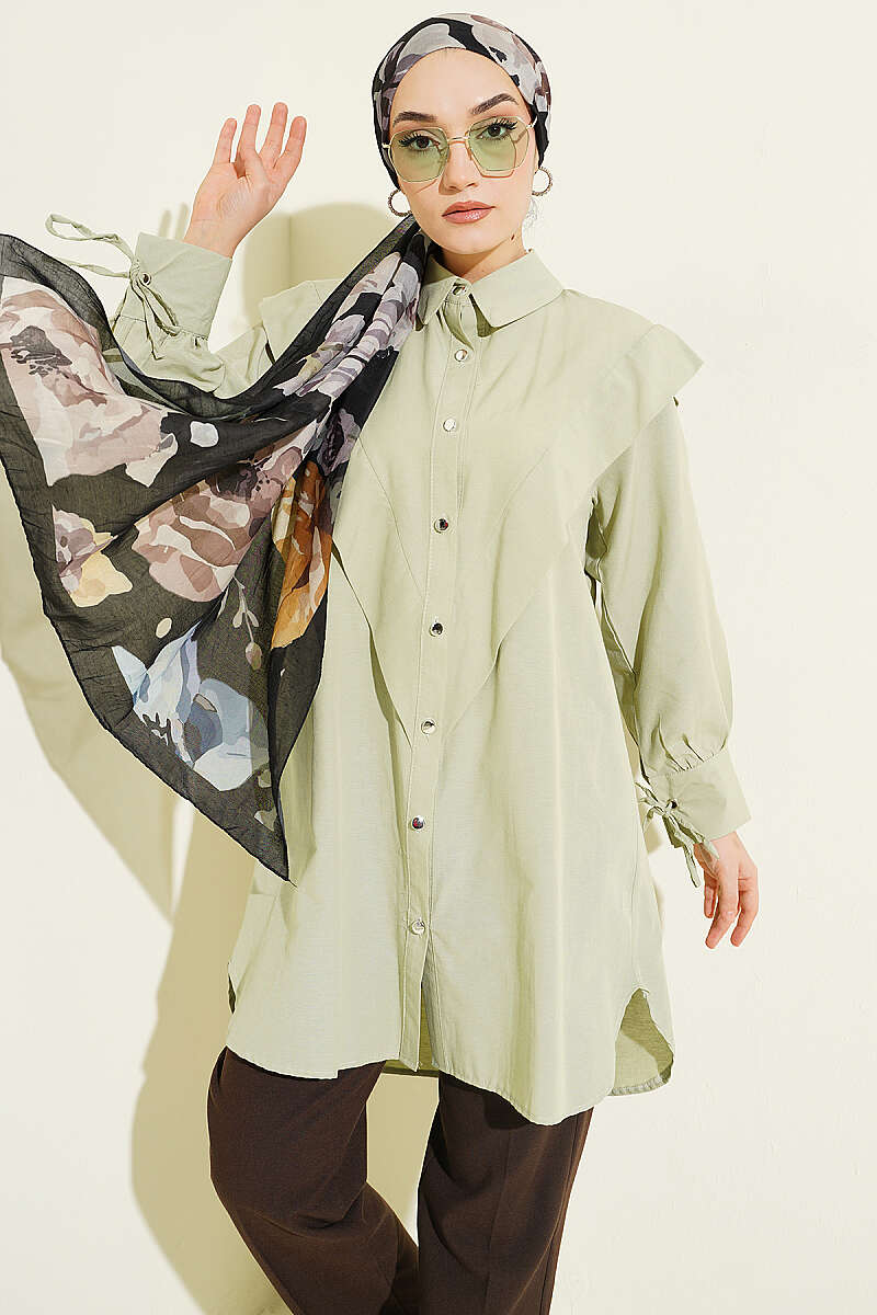 Ankle Tied V Neck Shirt Hazel