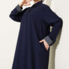 Ankle Striped Half Buttoned Dress Dark Navy - Image 2
