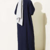 Ankle Striped Half Buttoned Dress Dark Navy - Image 3