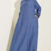 Ankle Striped Half Buttoned Dress Dark Navy - Image 5