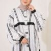 Striped Shirt with Ankle Lace Detail Black