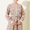 Ankle-Length Dress with Lace Detail Beige - الصورة 2